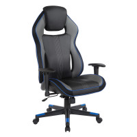 OSP Home Furnishings BOA225-BL BOA II Gaming Chair in Bonded Leather with Blue Accents